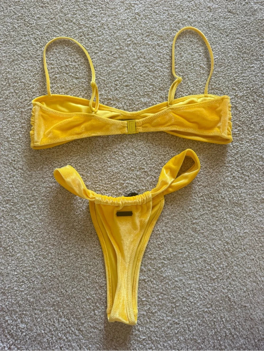 triangl swimwear Yellow Velvet Bikini Set - Bandeau Top & Cheeky Bottom